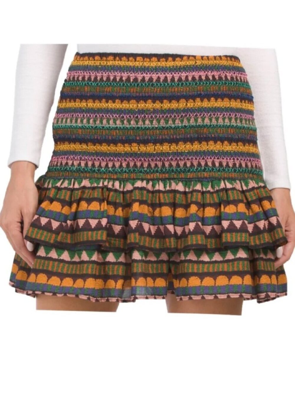 FARM Rio Graphic Toucans Stripe Mini Skirt